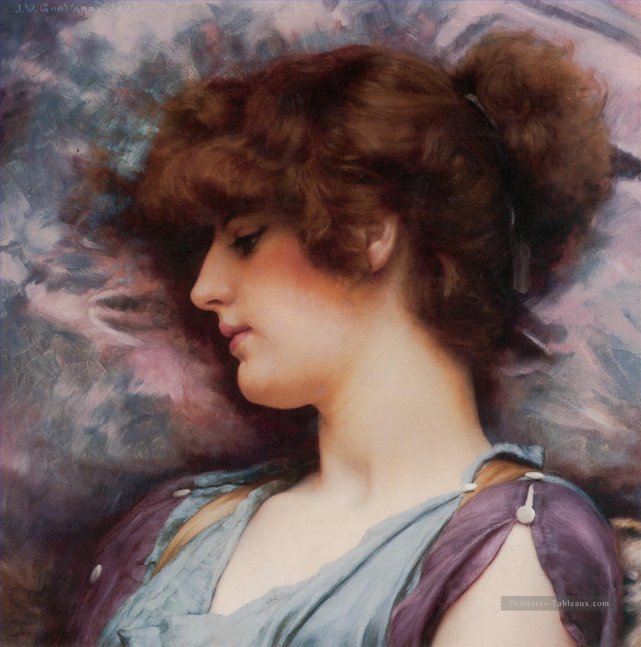 Far Away Thoughts une dame néoclassique John William Godward Peintures à l'huile